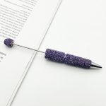 New Solid Color Rhinestone Beaded Pen – Creative DIY Handmade Ballpoint Pen with Exquisite Sparkling Crystals, Perfect Gift