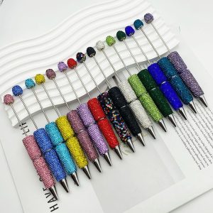 New Solid Color Rhinestone Beaded Pen – Creative DIY Handmade Ballpoint Pen with Exquisite Sparkling Crystals, Perfect Gift